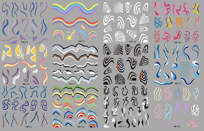 12 komada Ljubavno srce Vodene naljepnice za nokte Valentinovo Naljepnice za nokte Rainbow Swirl Ribbon Wave Line Naljepnice za nokte Naljepnice za francuske nokte