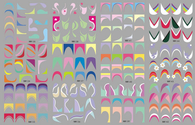 12 komada Ljubavno srce Vodene naljepnice za nokte Valentinovo Naljepnice za nokte Rainbow Swirl Ribbon Wave Line Naljepnice za nokte Naljepnice za francuske nokte