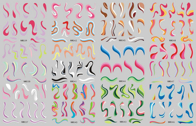 12 komada Ljubavno srce Vodene naljepnice za nokte Valentinovo Naljepnice za nokte Rainbow Swirl Ribbon Wave Line Naljepnice za nokte Naljepnice za francuske nokte