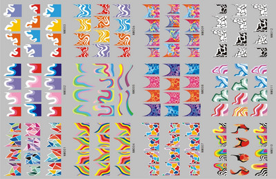 12 komada Ljubavno srce Vodene naljepnice za nokte Valentinovo Naljepnice za nokte Rainbow Swirl Ribbon Wave Line Naljepnice za nokte Naljepnice za francuske nokte