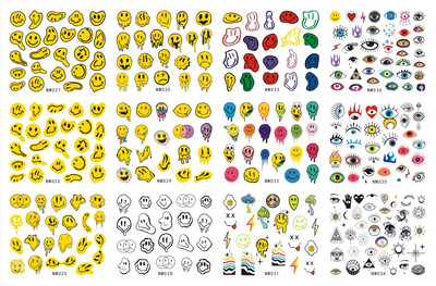 12 komada Ljubavno srce Vodene naljepnice za nokte Valentinovo Naljepnice za nokte Rainbow Swirl Ribbon Wave Line Naljepnice za nokte Naljepnice za francuske nokte