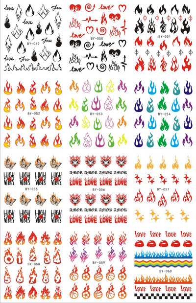 12 komada Ljubavno srce Vodene naljepnice za nokte Valentinovo Naljepnice za nokte Rainbow Swirl Ribbon Wave Line Naljepnice za nokte Naljepnice za francuske nokte