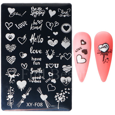 Franču nagu apzīmogošanas plāksne ģeometriskā līnija zvaigzne sirds ziedi nagu mākslas zīmogu veidnes attēlu drukāšanas zīmogi trafaretu manikīrs