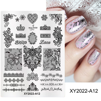 Franču nagu apzīmogošanas plāksne ģeometriskā līnija zvaigzne sirds ziedi nagu mākslas zīmogu veidnes attēlu drukāšanas zīmogi trafaretu manikīrs