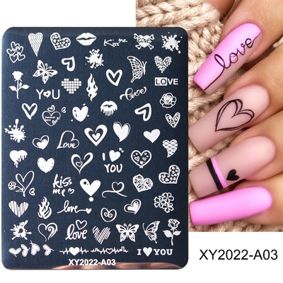 Franču nagu apzīmogošanas plāksne ģeometriskā līnija zvaigzne sirds ziedi nagu mākslas zīmogu veidnes attēlu drukāšanas zīmogi trafaretu manikīrs