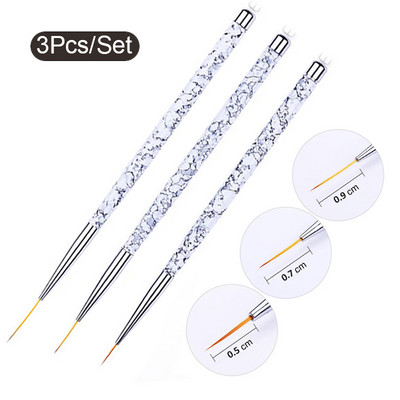 3Gb Akrila franču svītru nagu mākslas laineru otu komplekts 3D padomi Manikīra īpaši plānas līnijas zīmēšanas pildspalva UV gēla otas krāsošanas rīki