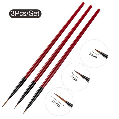 3Gb Akrila franču svītru nagu mākslas laineru otu komplekts 3D padomi Manikīra īpaši plānas līnijas zīmēšanas pildspalva UV gēla otas krāsošanas rīki