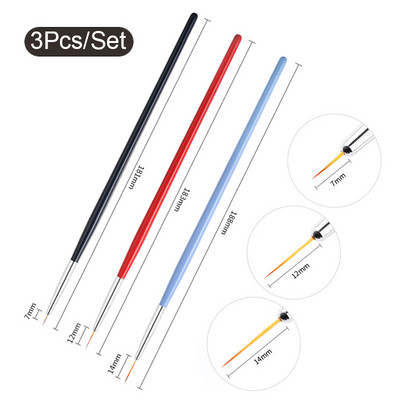 3Gb Akrila franču svītru nagu mākslas laineru otu komplekts 3D padomi Manikīra īpaši plānas līnijas zīmēšanas pildspalva UV gēla otas krāsošanas rīki