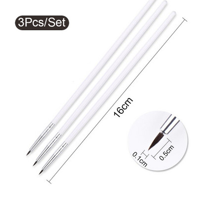 3Gb Akrila franču svītru nagu mākslas laineru otu komplekts 3D padomi Manikīra īpaši plānas līnijas zīmēšanas pildspalva UV gēla otas krāsošanas rīki