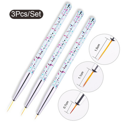 3Gb Akrila franču svītru nagu mākslas laineru otu komplekts 3D padomi Manikīra īpaši plānas līnijas zīmēšanas pildspalva UV gēla otas krāsošanas rīki