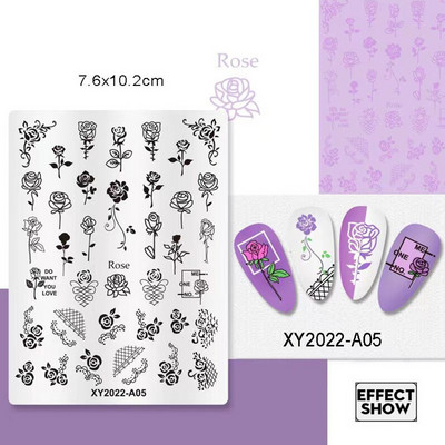 Buterfly zīmola dizaina apzīmogošanas plāksnes Abstract Lady Face Lapas Ziedu svītras Nagu zīmoga veidnes Lapu ziedu apdrukas trafarets