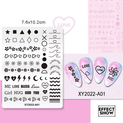 Buterfly zīmola dizaina apzīmogošanas plāksnes Abstract Lady Face Lapas Ziedu svītras Nagu zīmoga veidnes Lapu ziedu apdrukas trafarets