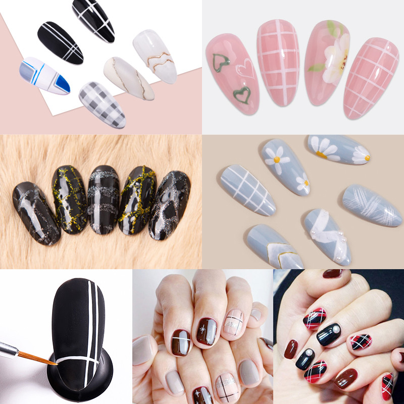 Nail Art Brush Professzionális vékony bélés manikűr dekorációs ecsetek szett körmökhöz Francia festék UV gél akril dekorációs eszközök