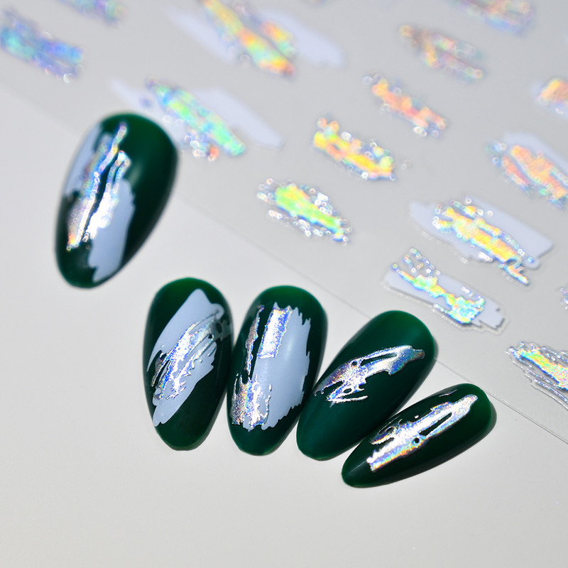 1kom Bronzing Magic Mirror naljepnica za nokte 3D zlatna/srebrna nepravilna linija Nal naljepnice Ljepljiva naljepnica 2 boje Laserski klizači 8*10