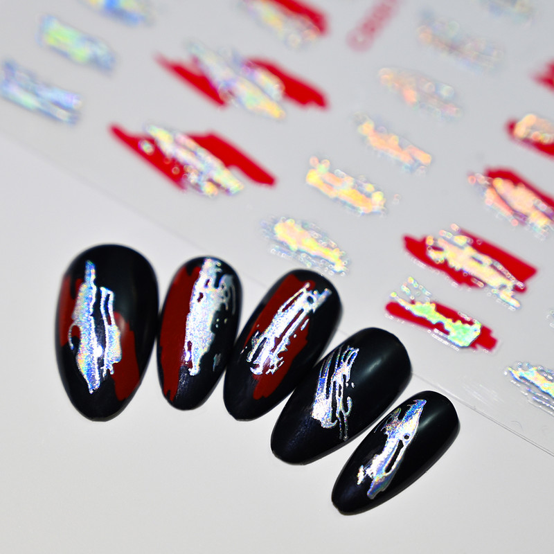 1kom Bronzing Magic Mirror naljepnica za nokte 3D zlatna/srebrna nepravilna linija Nal naljepnice Ljepljiva naljepnica 2 boje Laserski klizači 8*10