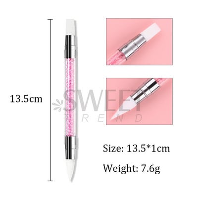 1 gab. Divu galu nagu punktēšanas pildspalva, kristāla pērlītes, rokturis Rhinestone kniedes savācējs vaska zīmuļa želeja UV birste manikīrs nagu mākslas rīki