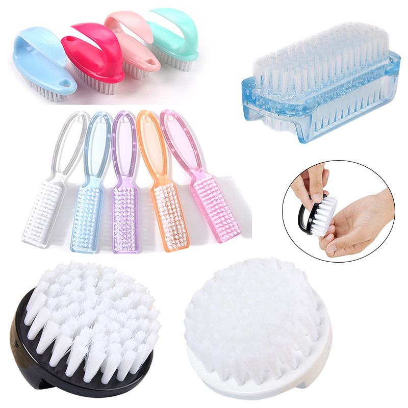 1 gab Akrila nagu birstīte nagu māksla manikīrs pedikīrs mīksts putekļu noņemšanas plastmasas tīrīšana nagu birstes failu rīki