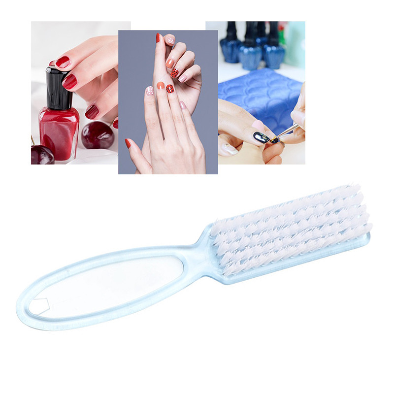 1 gab Akrila nagu birstīte nagu māksla manikīrs pedikīrs mīksts putekļu noņemšanas plastmasas tīrīšana nagu birstes failu rīki