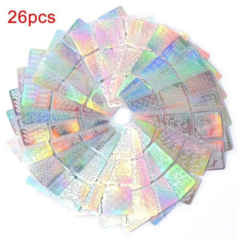 26 loksnes nagu mākslas veidņu uzlīmes iesācējiem dāmām pašlīmējošās DIY trafaretu uzlīmes gleznošanas veidnes aksesuāri