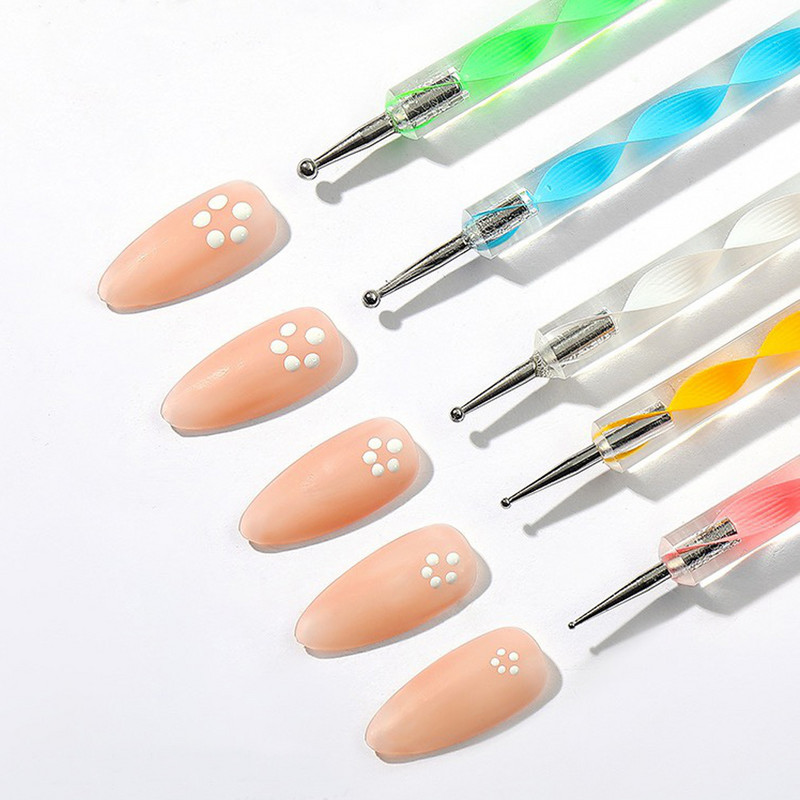 5 τμχ/Σετ Εργαλείο στυλό με κουκκίδες με κουκκίδες για ζωγραφική διπλής όψης για DIY Σετ μανικιούρ ζωγραφικής