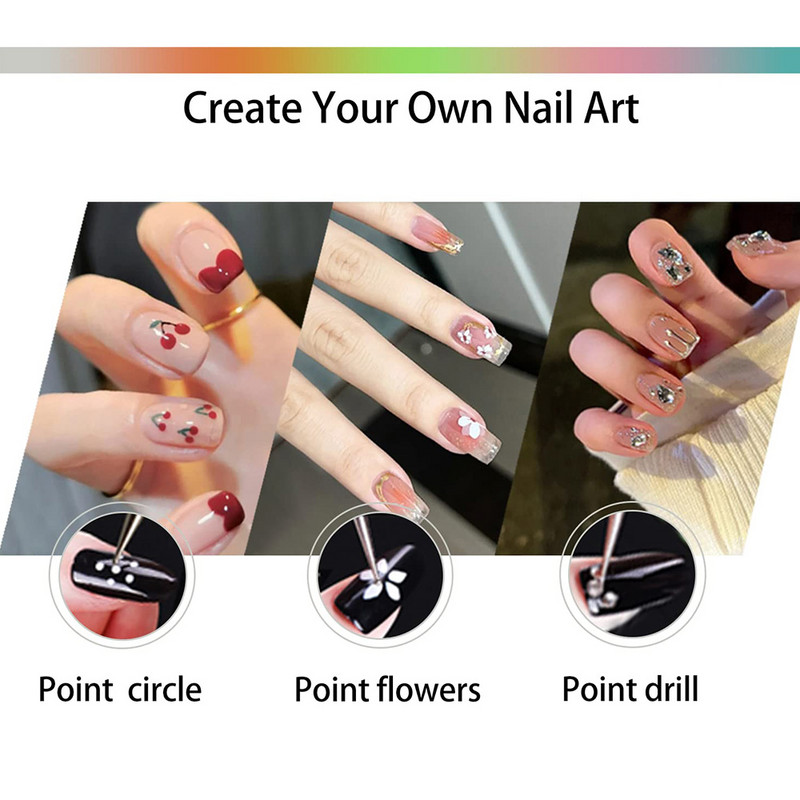 5 τμχ/Σετ Εργαλείο στυλό με κουκκίδες με κουκκίδες για ζωγραφική διπλής όψης για DIY Σετ μανικιούρ ζωγραφικής
