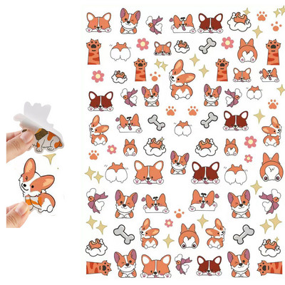 1/2/3db Kawaii Corgi 3D körömmatrica Rajzfilm Cat Shiba Inu Husky körömmatricák 8*10cm-es tapadós Lovely Dog/Cat Nail Art csúszkák %