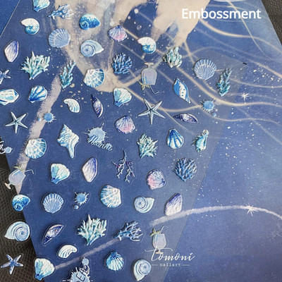 Cochilii de sticlă Delfin Stea de mare Meduze Fantezie Plajă Vară Visător Conch Star Decalcomanii Moale Relief Decor 3D Autocolante Nail Art