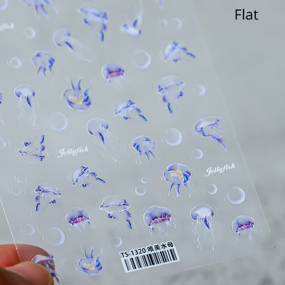 Cochilii de sticlă Delfin Stea de mare Meduze Fantezie Plajă Vară Visător Conch Star Decalcomanii Moale Relief Decor 3D Autocolante Nail Art