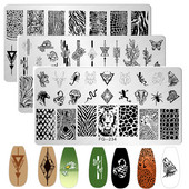Zmijski cvijet Pločice za utiskivanje noktiju Tigar Zebra Leopard Print Slika životinja Šablon od nehrđajućeg čelika Nail Art Šablon Tekstura šablona