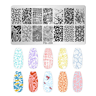 Zmijski cvijet Pločice za utiskivanje noktiju Tigar Zebra Leopard Print Slika životinja Šablon od nehrđajućeg čelika Nail Art Šablon Tekstura šablona