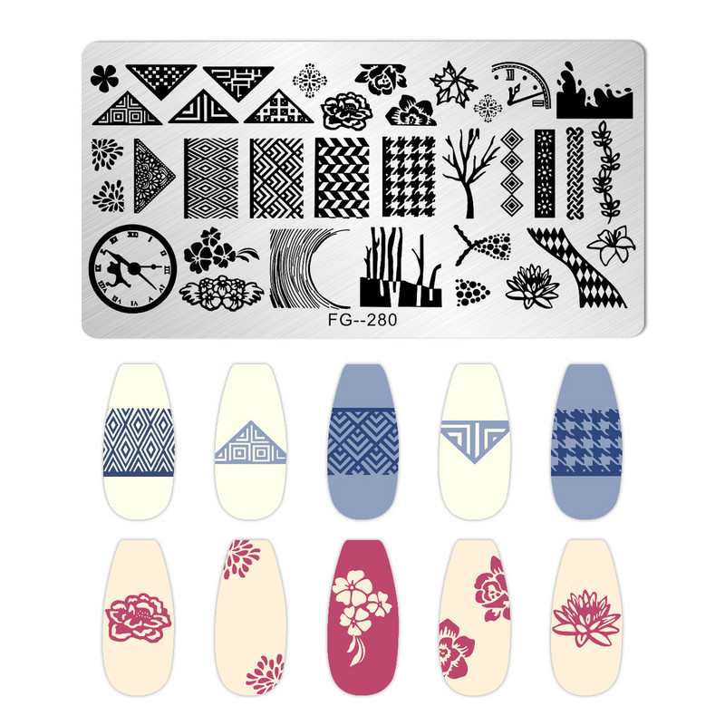 Zmijski cvijet Pločice za utiskivanje noktiju Tigar Zebra Leopard Print Slika životinja Šablon od nehrđajućeg čelika Nail Art Šablon Tekstura šablona