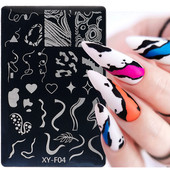 Geometrijska valovita linija Nail Art Šablone za pločice za žigosanje Leptir Cvijeće Listovi Francuski pečati za nokte Šablone za šablone Manikura