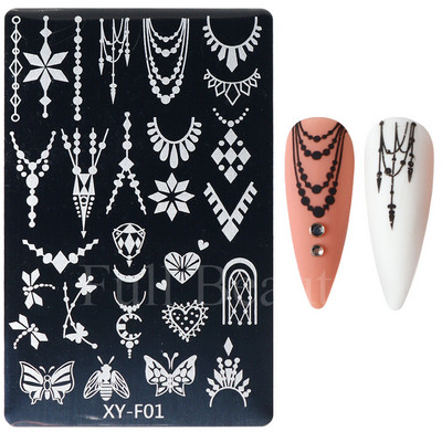 Geometrijska valovita linija Nail Art Šablone za pločice za žigosanje Leptir Cvijeće Listovi Francuski pečati za nokte Šablone za šablone Manikura