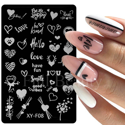 Geometrijska valovita linija Nail Art Šablone za pločice za žigosanje Leptir Cvijeće Listovi Francuski pečati za nokte Šablone za šablone Manikura