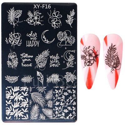 Geometrijska valovita linija Nail Art Šablone za pločice za žigosanje Leptir Cvijeće Listovi Francuski pečati za nokte Šablone za šablone Manikura