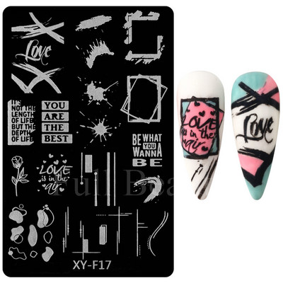 Geometrijska valovita linija Nail Art Šablone za pločice za žigosanje Leptir Cvijeće Listovi Francuski pečati za nokte Šablone za šablone Manikura