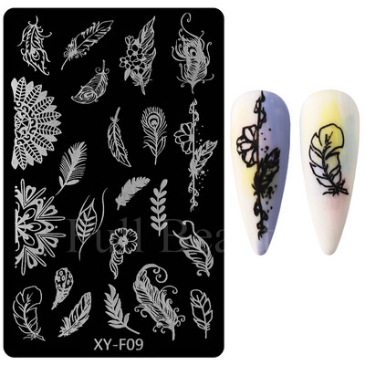 Geometrijska valovita linija Nail Art Šablone za pločice za žigosanje Leptir Cvijeće Listovi Francuski pečati za nokte Šablone za šablone Manikura