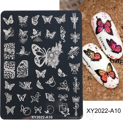 Geometrijska valovita linija Nail Art Šablone za pločice za žigosanje Leptir Cvijeće Listovi Francuski pečati za nokte Šablone za šablone Manikura