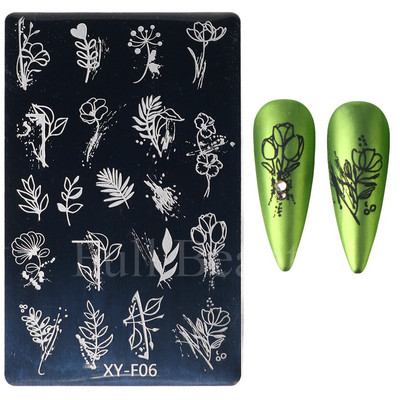 Geometrijska valovita linija Nail Art Šablone za pločice za žigosanje Leptir Cvijeće Listovi Francuski pečati za nokte Šablone za šablone Manikura