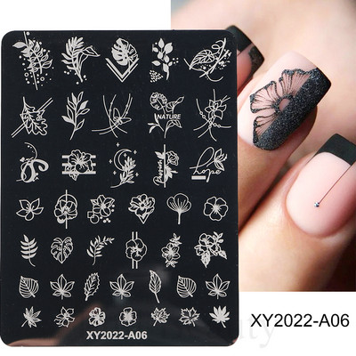 Geometrijska valovita linija Nail Art Šablone za pločice za žigosanje Leptir Cvijeće Listovi Francuski pečati za nokte Šablone za šablone Manikura