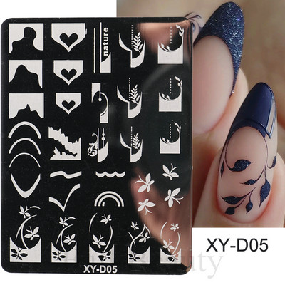 Geometrijska valovita linija Nail Art Šablone za pločice za žigosanje Leptir Cvijeće Listovi Francuski pečati za nokte Šablone za šablone Manikura