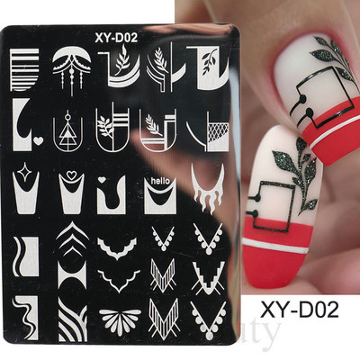 Geometrijska valovita linija Nail Art Šablone za pločice za žigosanje Leptir Cvijeće Listovi Francuski pečati za nokte Šablone za šablone Manikura
