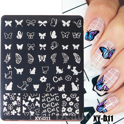 Geometrijska valovita linija Nail Art Šablone za pločice za žigosanje Leptir Cvijeće Listovi Francuski pečati za nokte Šablone za šablone Manikura