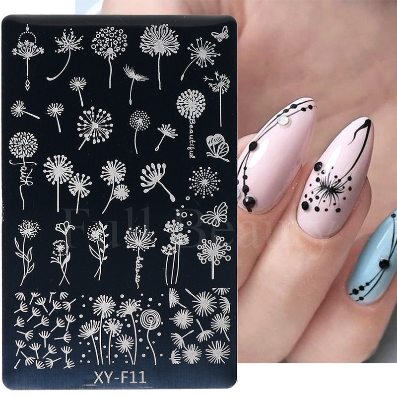 Geometrijska valovita linija Nail Art Šablone za pločice za žigosanje Leptir Cvijeće Listovi Francuski pečati za nokte Šablone za šablone Manikura