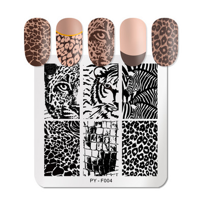 PICT Jūs kvadrātveida ziedu nagu apzīmogošanas plāksnes Trafareti instrumenti nagu mākslas zīmoga veidnes dizains nerūsējošā tērauda attēla plāksne