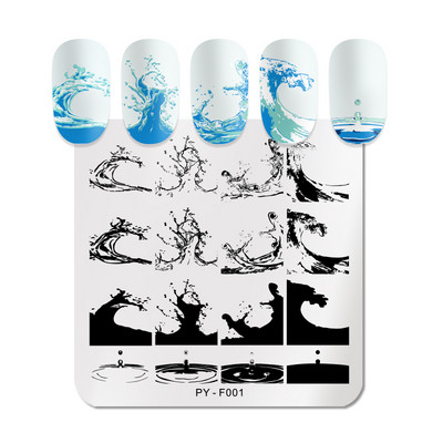 PICT Jūs kvadrātveida ziedu nagu apzīmogošanas plāksnes Trafareti instrumenti nagu mākslas zīmoga veidnes dizains nerūsējošā tērauda attēla plāksne