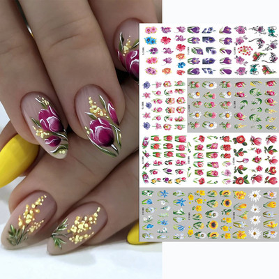 Franču padomi Nagu slīdošās uzlīmes tetovējums ģeometriskas līnijas nagu mākslas pārnēsāšanas ūdens uzlīmes mankīras dekorēšana