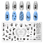 Pravokutni cvijet Maslačak Tanjuri za utiskivanje noktiju Slatke mačke Predložak od nehrđajućeg čelika Šablone za slike za nokte Životinje DIY Alati za tanjure