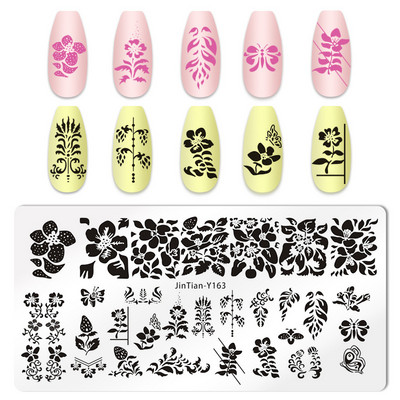 Pravokutni cvijet Maslačak Tanjuri za utiskivanje noktiju Slatke mačke Predložak od nehrđajućeg čelika Šablone za slike za nokte Životinje DIY Alati za tanjure