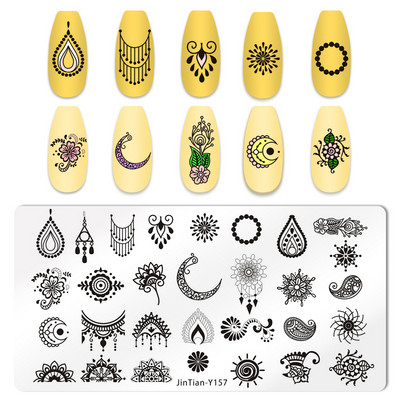 Pravokutni cvijet Maslačak Tanjuri za utiskivanje noktiju Slatke mačke Predložak od nehrđajućeg čelika Šablone za slike za nokte Životinje DIY Alati za tanjure